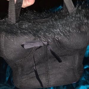 Black marabou bustier bag